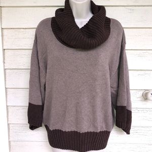 PRIA cotton brown heather cowl neck sweater/NWT